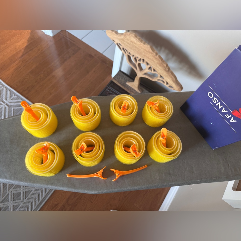 Yellow Hair Rollers with Clips